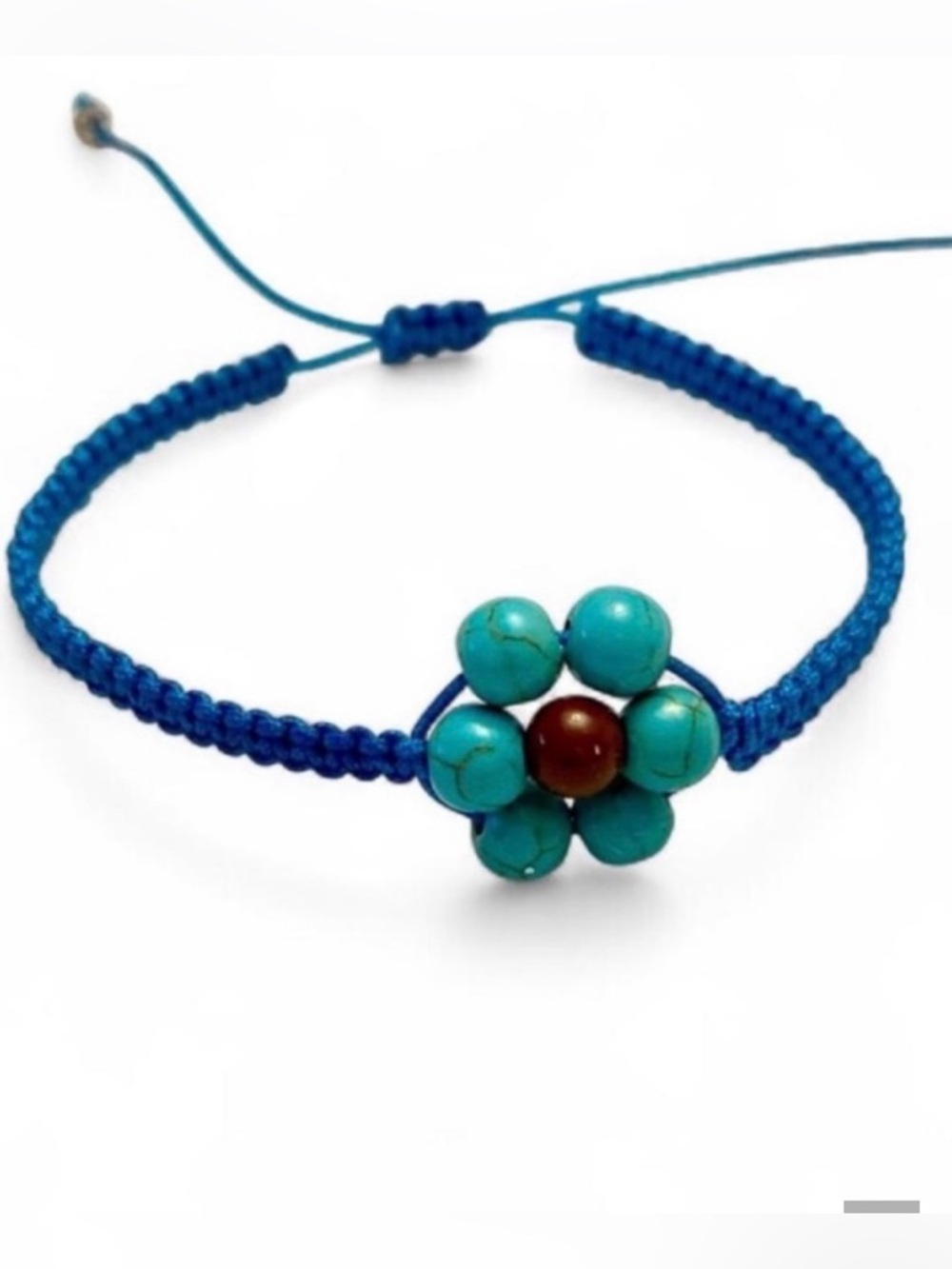Blue friendship Macrame Bracelet with Turquoise and brown Accents
